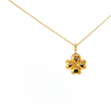 Natural Chrysoprase Clover Pendant in 14kt Yellow Gold