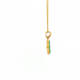 Natural Chrysoprase Clover Pendant in 14kt Yellow Gold