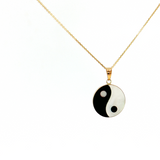 14K Gold Small Yin Yang Black Onyx & Mother of Pearl Pendant