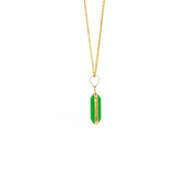 Bezel-Set Natural Jade Rectangle Pendant in 14kt Gold