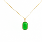 Bezel-Set Natural Jade Rectangle Pendant in 14kt Gold