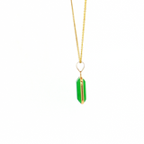 Bezel-Set Natural Jade Rectangle Pendant in 14kt Gold