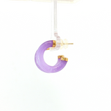 Lady's 14kt Gold Small Purple Jade Hoop Earrings