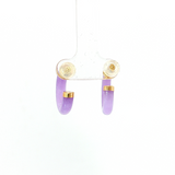 Lady's 14kt Gold Small Purple Jade Hoop Earrings