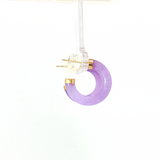 Lady's 14kt Gold Small Purple Jade Hoop Earrings