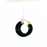 Lady's 14kt Gold Large Black Onyx Hoop Earrings