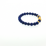 Lady's 24kt Yellow Gold Lapis Dragon Beads Bracelet