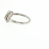 14K Gold Shared Prong Infinity Heart Emerald Diamond Ring