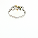 14K Gold Shared Prong Infinity Heart Emerald Diamond Ring