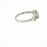 14K Gold Shared Prong Infinity Heart Emerald Diamond Ring