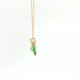 14K Gold Open-Link Chain Butterfly Emerald Diamond Pendant