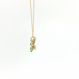 14K Gold Open-Link Chain Butterfly Emerald Diamond Pendant