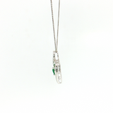 14K Gold Diamond-Cut Chain Heart Shaped Emerald Pendant