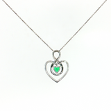 14K Gold Diamond-Cut Chain Heart Shaped Emerald Pendant
