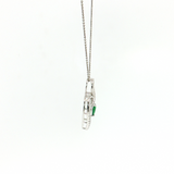 14K Gold Diamond-Cut Chain Heart Shaped Emerald Pendant
