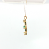 Lady's 14kt Gold Three-Stone Emerald Diamond Pendant