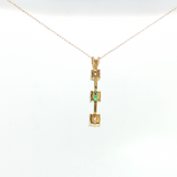 Lady's 14kt Gold Three-Stone Emerald Diamond Pendant