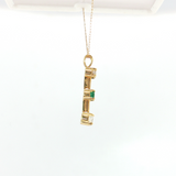 Lady's 14kt Gold Three-Stone Emerald Diamond Pendant