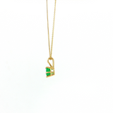 Lady's 14kt Yellow Gold Trillion Emerald Pendant (18")