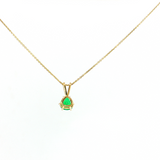 Lady's 14kt Yellow Gold Trillion Emerald Pendant (18")