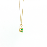 Lady's 14kt Yellow Gold Trillion Emerald Pendant (18")