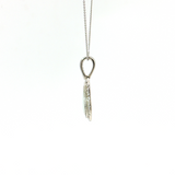 14K White Gold Mother of Pearl & Diamond Pendant Necklace
