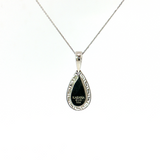 14K White Gold Mother of Pearl & Diamond Pendant Necklace