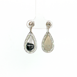 14K White Gold Mother of Pearl & Diamond Dangle Earrings