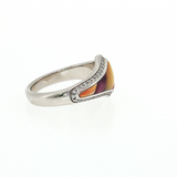 14K White Gold Mother of Pearl & Diamond Ring