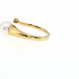 14K Yellow Gold 8.5mm White Pearl & Diamond Accent Ring