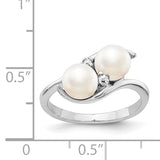 14k White Gold 6mm FW Cultured Pearl AAA Diamond ring Y4367PL/AAA