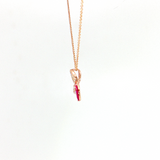 14K Rose Gold Butterfly Ruby & Diamond Pendant Necklace | 18"