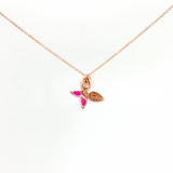 14K Rose Gold Butterfly Ruby & Diamond Pendant Necklace | 18"