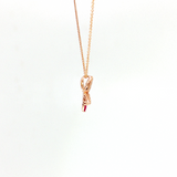 14K Rose Gold Butterfly Ruby & Diamond Pendant Necklace | 18"