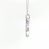 14kt White Gold 3.35ct Amethyst & 0.11ct Diamond Geometric Necklace