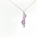 14kt White Gold 3.35ct Amethyst & 0.11ct Diamond Geometric Necklace