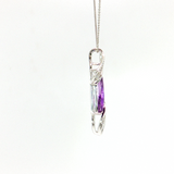 14kt White Gold 3.35ct Amethyst & 0.11ct Diamond Geometric Necklace