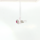 14K White Gold Princess Ruby Diamond stud Earrings