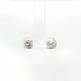14K White Gold Princess Ruby Diamond stud Earrings