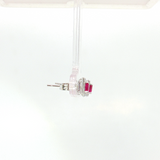 14K White Gold Princess Ruby Diamond stud Earrings