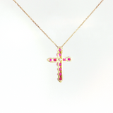14K Yellow Gold Ruby & Diamond Cross Pendant (1.15 TCW)