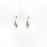 14K White Gold Ruby & Diamond Hoop Earrings (0.69 TCW)