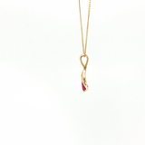 4K Yellow Gold Pear Ruby & Diamond Pendant Necklace (18")