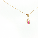 4K Yellow Gold Pear Ruby & Diamond Pendant Necklace (18")
