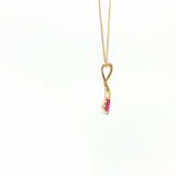 4K Yellow Gold Pear Ruby & Diamond Pendant Necklace (18")
