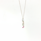 14K White Gold Oval Ruby Solitaire Pendant Necklace