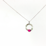 14K White Gold Oval Ruby Solitaire Pendant Necklace