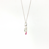 14K White Gold Oval Ruby Solitaire Pendant Necklace