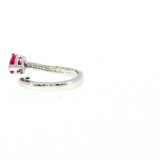14K White Gold Pear Ruby & Diamond Shared Prong Ring (1.76 TCW)