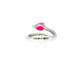 14K White Gold Pear Ruby & Diamond Shared Prong Ring (1.76 TCW)
